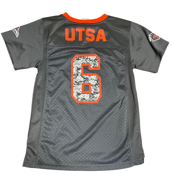 Kids UTSA Roadrunners Football Jersey Kids 6/7 Orange Gray Camo‎ Youth - Picture 3 of 6